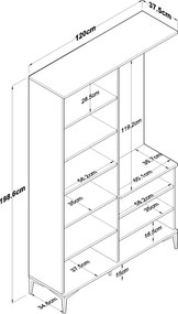 Έπιπλο Εισόδου Καρυδί / Λευκό CROVIAS 120x37.5x198.6