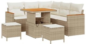 vidaXL Σετ Καναπέ Κήπου με μαξιλάρι 8 pcs Μπεζ Πολυ ράταν