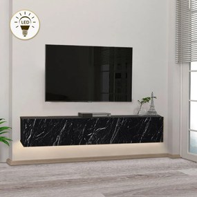 ΕΠΙΠΛΟ ΤΗΛΕΟΡΑΣΗΣ ΕΠΙΤΟΙΧΙΟ DAMLA MEGAPAP ΜΕ LED ΧΡΩΜΑ ΜΑΥΡΟ ΕΦΕ ΜΑΡΜΑΡΟΥ 180X29,5X29,5ΕΚ.