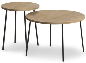 Σετ τραπεζάκια σαλονιού Select Megapap 2 τμχ. χρώμα oak 60x60x47εκ.