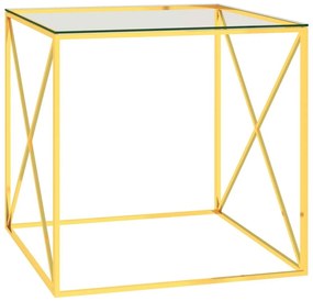Τραπέζι Σαλονιού Χρυσό 55x55x55 εκ. από Ανοξ. Ατσάλι και Γυαλί - Χρυσό