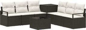 vidaXL Σετ Καναπέ 8 τμχ. Μαύρο και Κρεμ Λευκό 55 x 55 x 37 εκ