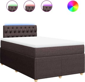 vidaXL Κρεβάτι Boxspring με Στρώμα Σκούρο Καφέ 120x200 εκ. Υφασμάτινο