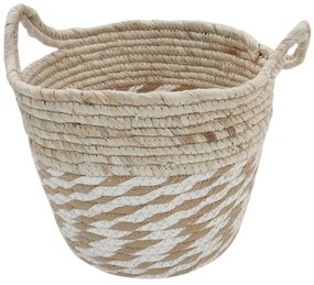 Καλάθι Ριγέ 00.06.61256 30x21cm Ψάθινο Natural-White Ψάθα