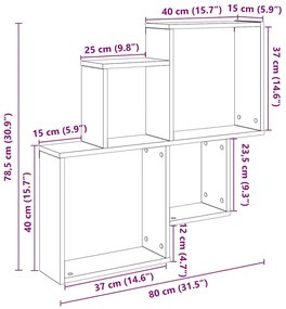 Ράφι τοίχου Παλιό ξύλο 80x15x78,5 cm Κατασκευασμένο ξύλο - Καφέ