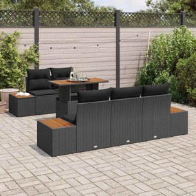 vidaXL Σετ Καναπέ Κήπου με αποθήκευση 6 pcs Μαύρο Πολυ ράταν