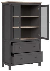 Βιτρίνα Boston BK102, San remo δρυς, Γκρι, Με πόρτες, Με συρτάρια, Ο αριθμός των θυρών: 2, Αριθμός συρταριών: 2, 180x106x47cm, 85 kg | Epipla1.gr