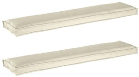vidaXL Μαξιλάρια Παλέτας για Παγκάκι 2 τμχ Κρεμ 180x40x8 εκ. Ύφασμα Oxford