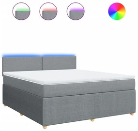 Κρεβάτι Boxspring με Στρώμα Ανοιχτό Γκρι 180x200 εκ. Υφασμάτινο - Γκρι