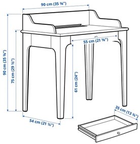 LOMMARP γραφείο, 90x54 cm 204.428.27