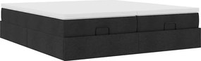 vidaXL Οθωμανικό κρεβάτι με στρώματα Μαύρο 160x200cm Ύφασμα