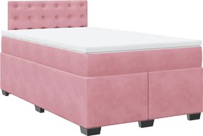 vidaXL Κρεβάτι Boxspring με Στρώμα Ροζ 120x200 εκ. Βελούδινο