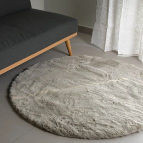 Στρογγυλό Xαλί Γούνινο (Φ100) Ravelia Fluffy Taupe