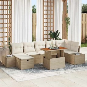 vidaXL Σετ Καναπέ Κήπου 8 pcs Μπεζ συνθετικό ρατάν