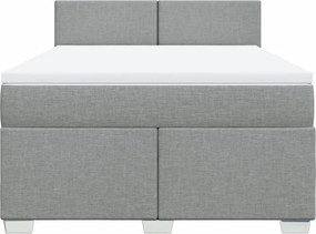 vidaXL Κρεβάτι Boxspring με Στρώμα Ανοιχτό Γκρι 140x200 εκ. Υφασμάτινο