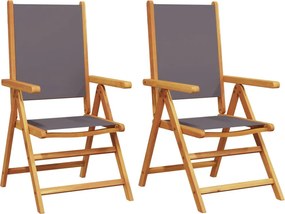 vidaXL Καρέκλες Κήπου 2 τεμ. Ανθρακί Μασίφ Ακακία &amp; Ύφασμα