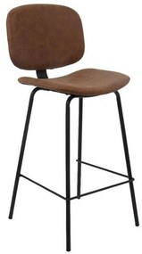 Σκαμπό Bar Barley ΕΜ774,2 43x49x70/102cm Black-Pu Vintage Brown Σετ 2τμχ Metal, Technoderma
