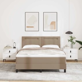 vidaXL Κρεβάτι με ελατήρια Καπουτσίνο 140 x 190 cm Τεχνητό δέρμα