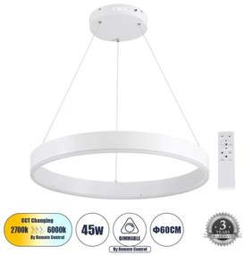 Κρεμαστό Φωτιστικό Οροφής LED 45W 5269lm VENOM Globostar-61177-Λευκό 61177