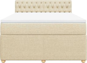 vidaXL Κρεβάτι Boxspring με Στρώμα Κρεμ 140x200 εκ. Υφασμάτινο