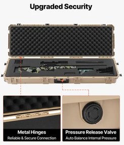VEVOR Hard Rifle Case, Lockable Rifle Case with Pre-cut Foams, 1320 mm Gun Storage with Wheels, Heavy Duty IP67 Waterproof &amp; Dustproof Pistol Storage Cases for Rifles, Shotguns, Airsoft Guns, Khaki