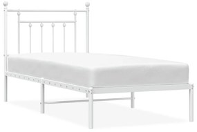 Πλαίσιο Κρεβατιού με Κεφαλάρι Λευκό 90 x 200 εκ. Μεταλλικό - Λευκό