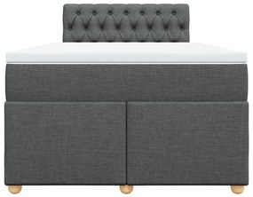 Κρεβάτι Boxspring με Στρώμα Σκούρο Γκρι 120x190 εκ Υφασμάτινο - Γκρι