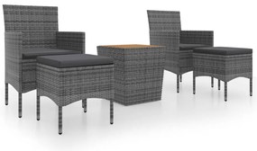 vidaXL Σετ Επίπλων Μπιστρό Κήπου 5 Τεμ. Γκρι Συνθ. Ρατάν/Μασίφ Ακακία