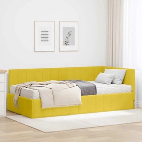 vidaXL Κρεβάτι Γωνίας με στρώμα Κίτρινο 90 x 200 cm Βελούδο