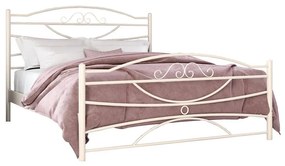 Metal Bed Ramon Εκρού, 160x190 εκ., Με σχέδιο στο ποδαρικό