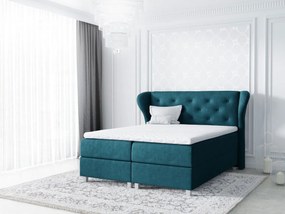 Επενδυμένο κρεβάτι Bakarat-Petrol-200 x 200