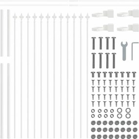 vidaXL Φράχτης Κήπου 2 pcs Λευκό 3,4 x 1,2 μ Ατσάλι με Πούδρα