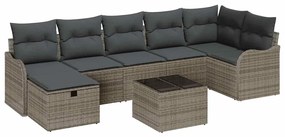 vidaXL Σετ Καναπέ Κήπου με μαξιλάρι 8 pcs Γκρι Πολυ ράταν