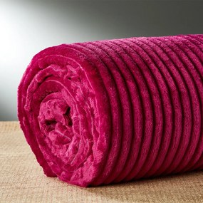 Κουβέρτα Fleece Υπέρδιπλη (220x240) Whitegg Ριγέ AW2023 Φούξια