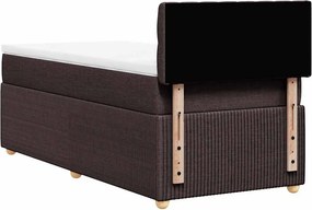 vidaXL Κρεβάτι Boxspring με Στρώμα Σκούρο Καφέ 90x190 εκ. Υφασμάτινο