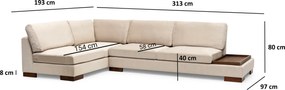 Γωνιακός Καναπές με Αριστερή Γωνία Μπεζ CEDOL 313x193x80