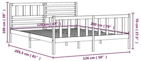 Πλαίσιο Κρεβατιού 120 x 200 εκ. από Μασίφ Ξύλο - Καφέ