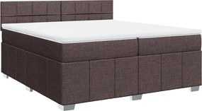 vidaXL Κρεβάτι Boxspring με Στρώμα Σκούρο Καφέ 200x200 εκ. Υφασμάτινο