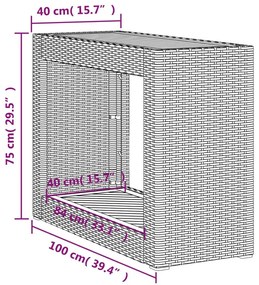 Τραπέζι Κήπου με Ξύλινη Επιφάνεια Μπεζ 100x40x75 εκ Συνθ. Ρατάν - Μπεζ