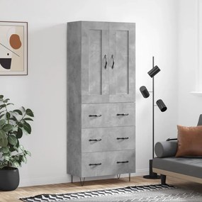 vidaXL Ντουλάπι Γκρι Σκυροδέματος 69,5x34x180 εκ. Επεξεργασμένο Ξύλο