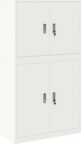 vidaXL Ντουλάπι αποθήκευσης 2 τμχ. Λευκό 90 x 40 x 160 εκ Ατσάλι