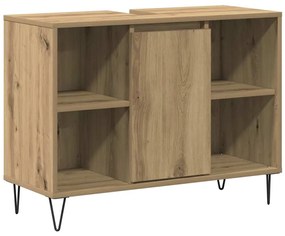 vidaXL Μονάδα Vanity Μπάνιου Μασίφ Δρυς Επεξεργασμένο Ξύλο Μεσαίο