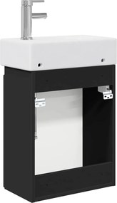 vidaXL Μονάδα μπάνιου με βρύση Μαύρο 45,5 x 25,5 x 84 εκ