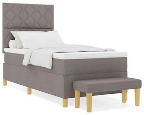 vidaXL Κρεβάτι με ελατήρια με στρώμα Taupe 100 x 200 cm ύφασμα