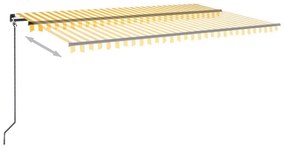 Τέντα Συρόμενη Χειροκίνητη Κίτρινο / Λευκό με LED 500 x 300 εκ. - Κίτρινο
