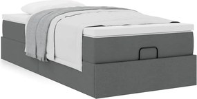 vidaXL Οθωμανικό κρεβάτι με στρώμα σκούρο γκρι 90x200cm ύφασμα
