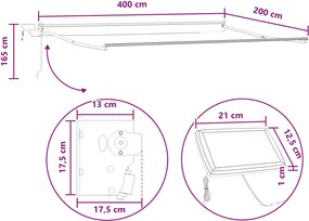 vidaXL Χειροκίνητη αναδιπλούμενη τέντα με LED Άμμος