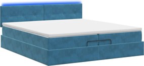 vidaXL Κρεβάτι Ottoman με Στρώμα και LED Σκούρο Μπλε 200 x 200 cm