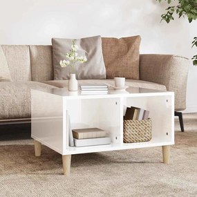 vidaXL Τραπεζάκι Σαλονιού Γυαλ. Λευκό 60x50x36,5 εκ. Επεξεργ. Ξύλο