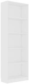 vidaXL Βιβλιοθήκη με 5 Ράφια Λευκή 60 x 24 x 175 εκ. από Επεξ. Ξύλο